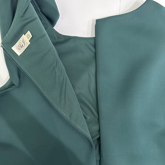 NWT ELIZA J Asymmetric Draped Ruffle Scuba Sheath Dress in Hunter Green Size 24w - Picture 12 of 13